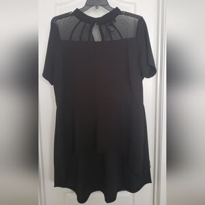 Ashley Stewart Black Hi-lo Top with Sheer Accents Sz 22/24